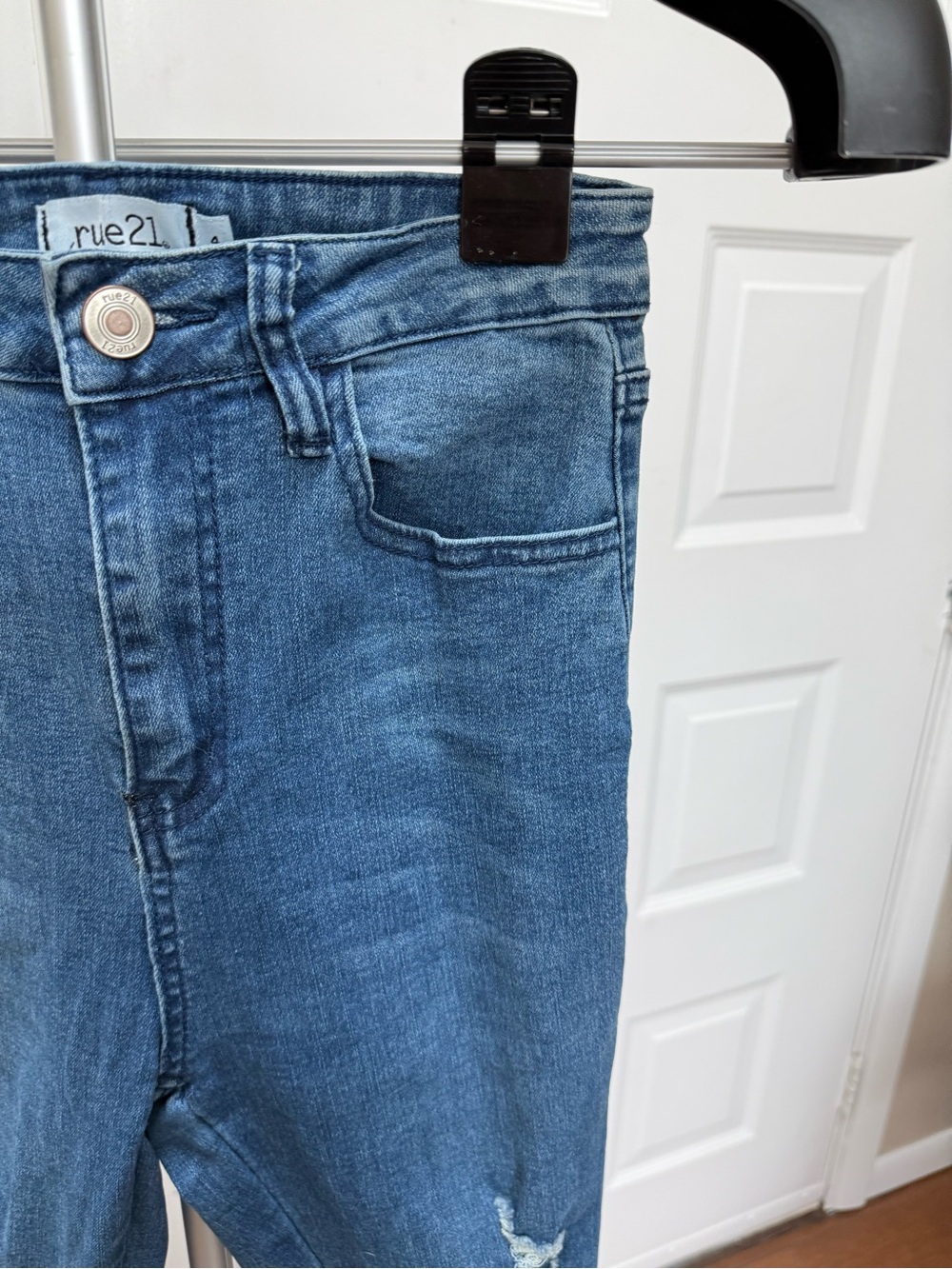 Rue21 Distressed Dark Blue Flare Jeans - Picture 2 of 7